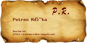 Petres Réka névjegykártya